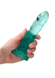 Фалоімітатор RealRock Crystal Clear 7", 18 см (зелений) - мініатюра 4