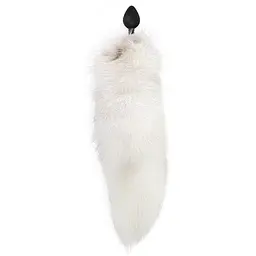 Силіконова анальна пробка з хвостом із натурального хутра Art of Sex size M White fox - мініатюра 2