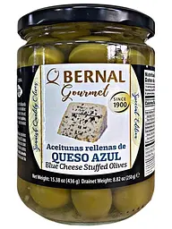 Оливки Bernal Manzanilla фаршировані сиром з блакитною пліснявою 250 г (8428391983627)