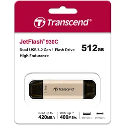 USB флеш накопичувач Transcend 512GB JetFlash 930C Gold-Black USB 3.2/Type-C (TS512GJF930C) - мініатюра 8