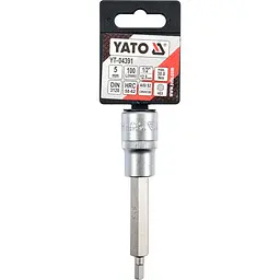 Головка торцева Yato квадрат 1/2" HEX M5 L= 100 мм подовжена (YT-04391) - мініатюра 3