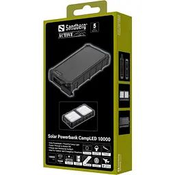УМБ сонячна Sandberg 10000mAh 22,5W PD Solar Powerbank CampLED, USB-A,USB-C In/Out, PowerThru - мініатюра 8