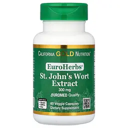 Екстракт звіробою California Gold Nutrition EuroHerbs St. John's Wort, 60 вегакапсул - Термін 04.26