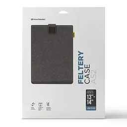 Чохол для ноутбука MacBook 13-14 , чорний, Feltery Case, AS2, фетровий конверт-папка, м"який захисний чохол з повсті, на липучці, легкий, для захисту від пошкоджень, ArmorStandart (ARM70769) - мініатюра 2