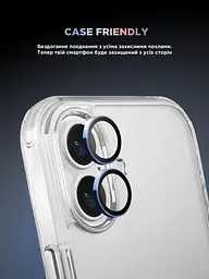 Захисне скло для камери Apple iPhone 16/16 Plus, Supreme BI, синій колір, з рамкою, глянцеве скло для захисту лінз, протиударне, прозоре, з клейовим шаром по контуру, не впливає на якість фото, ArmorStandart (ARM79427) - мініатюра 6