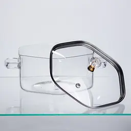 Каструля скляна Yiwu Diamond Crystal HP-34-40 2.5 л з кришталевою ручкою прозора боросилікатне скло - мініатюра 4
