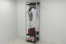 Шафа Гардероб Уні секція 1 серії Конект Ferrum-decor 220x60x50см Сірий метал ДСП Венге Магія 32 мм (FRD-104504)