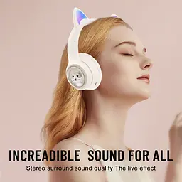 Дитячі бездротові Bluetooth навушники AZK-01 з RGB підсвічуванням і вбудованим мікрофоном Бежевий - мініатюра 9