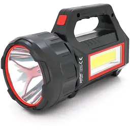 Ліхтар пошуковий Pahther PT-8895, 1LED+COB T6, 10W, 3+2+2 режими, 3600mah, Black, IP40, USB кабель+Solar, 200х95х130мм, BOX