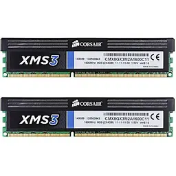Оперативна пам'ять Corsair CMX8GX3M1A1600C11 XMS3 8GB (2x8GB) DDR3 1600 Mhz CL11 XMP Desktop Memory Kit Б/В