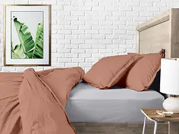 Комплект постільної білизни Cosas євро з простирадлом на резинці COPPER CS6 200 x 220 см (Ranfors_Brick_El160-Grey_200) - мініатюра 3