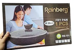 Універсальна сковорода Rainberg RB-751 з антипригарним мармуровим покриттям 26 см з кришкою - мініатюра 8