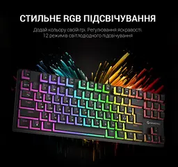 Клавіатура ігрова механічна GamePro MK-80B USB Blue switch (Clicky) RGB Black - мініатюра 9