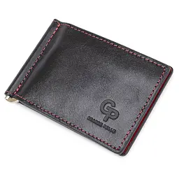 Шкіряний стильний затискач для грошей унісекс Grande Pelle 11541 чорний