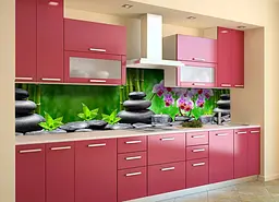 Кухонний фартух Тайський Релакс вінілова наклейка орхідеї каміння свічки Зелений 65х250 см Happy Pocket Z180628 - мініатюра 2