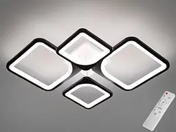 Люстра стельова LED Diasha 8060/2+2BK 70W, чорний, сучасний стиль для кухні, вітальні, офісу