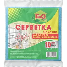 Серветки EKO+ віскозні 30х30 см 10 шт.