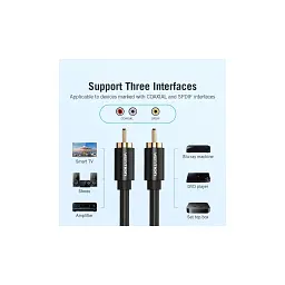 Кабель мультимедійний 1xRCA M to 1xRCA M 2.0m digital black Vention (VAB-R09-B200) - мініатюра 7