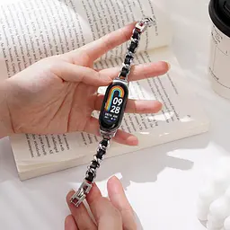 Металевий браслет-ланцюжок для XiaomiBand 8 Сталь із чорним - мініатюра 2