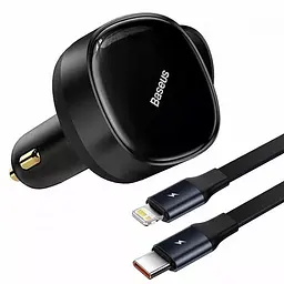 Зарядний пристрій для автоадаптер 2 в 1 Baseus Enjoyment Retractable Type-C + Type-C 33 W