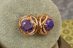 Сережки Xuping Jewelry кутюр"є із фіолетовими каменями 1,8 см золотисті - мініатюра 2