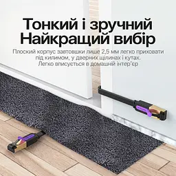Плоский сетевой кабель Vention 20 м патч-корд Ethernet RJ45 штекер на RJ45 штекер Cat.7 до 10 Гбит/с с экранированием алюминиевой фольгой жилы из бескислородной меди 600 МГц чёрный (ICABQ) - миниатюра 3