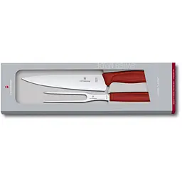 Набір кухонний Victorinox SwissClassic Carving Set ніж+виделка з черв. ручкою у подар.упак. - мініатюра 4