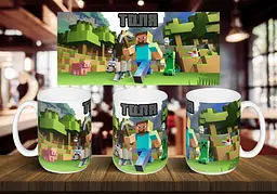 Чашка "Minecraft" з вашим ім'ям 425 мл Салатова