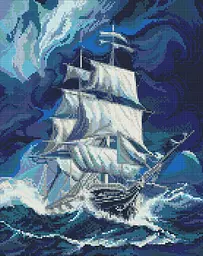 Алмазна мозаїка/вишивка Вітрильник у штормі. Море. Кораблі 40*50 см Ідейка AMO 20203