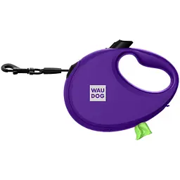 Повідець-рулетка для собак Waudog R-leash з контейнером для пакетів, світловідбивна стрічка, S до 12 кг, 3 м фіолетовий - мініатюра 4