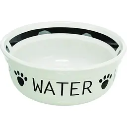Миска Trixie Water керамічна для собак 0,6 d 15 см біло-чорна - мініатюра 2