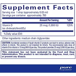 Вітамін D3 Pure Encapsulations 22.5 мл - мініатюра 2