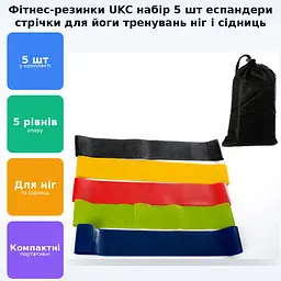 Фітнес гумки стрічки для фітнесу еспандер для йоги набір резинок комплект із 5 штук - мініатюра 2