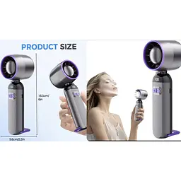 Вентилятор портативний настільний ручний Handheld fan LY-937 із вбудованим акумулятором та з цифровим дисплеєм, 5 швидкостей - мініатюра 3