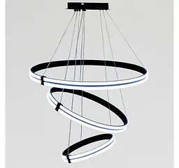 Велика триярусна LED люстра MD78099/80+60+40BK Artlight із чорними кільцями - мініатюра 5