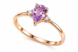 Жіноча каблучка Jewellery Continent з червоного золота з аметистом 17.5 (К-0933) - мініатюра 2