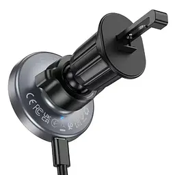 Автотримач BOROFONE BH211+ Wireless Charging 15W, кріплення на решітку, магніт, Black, Box - мініатюра 3