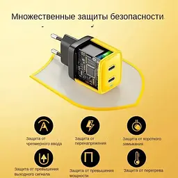 Блок зарядний адаптер живлення 3 порти Home Charger 40 W GaN 2 PD Veron TC-35 - мініатюра 4