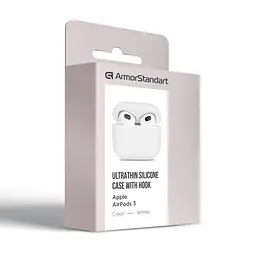 Силіконовий чохол для навушників Apple AirPods 3, Ultrathin Silicone Case, білий, захисний чохол, ультратонкий і легкий, захист від подряпин і пилу, м"який силікон, ArmorStandart (ARM60296) - мініатюра 3