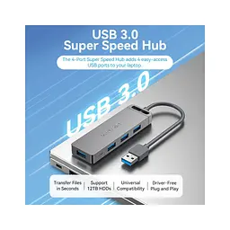 Концентратор Vention USB 3.0 to 4xUSB 3.0 Hub With Power Supply 0.15m black (CHLBB) - мініатюра 3
