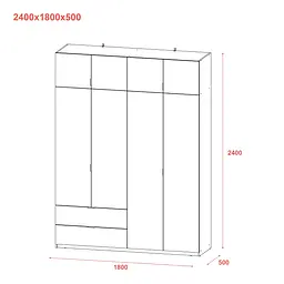 Шафа розпашна для одягу Doros Лукас Графіт/Графіт 180х50х240 (80736288) - мініатюра 9