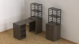 Стіл-тумба трансформер Смарт 4/1 з етажеркою Ferrum-decor 1430x1450x500 Чорний метал ДСП Дуб Сонома Трюфель 16 мм (FRD-105127) - мініатюра 3