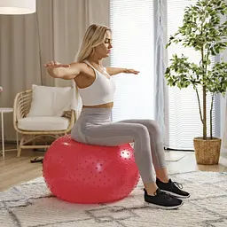 Фітбол масажний Hop-Sport 65см червоний + насос - мініатюра 6