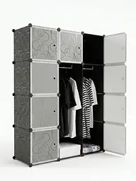 Пластикова модульна складна шафа для одягу та речей 12 секцій 110x37x146 см матовий, чорна / біла (6691618623)