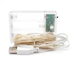 Новорічна гірлянда Brille Роса на батарейках USB роз’єм 100 LED 10м USB білий 1978-03u - мініатюра 4