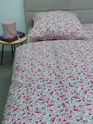 Підковдра Ecotton полуторна 147х210 см із попліну рожевого кольору з кавунами (wathermellon)
