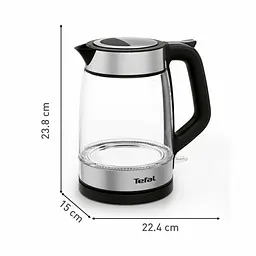 Tefal Електрочайник Glass Kettle 1.7л, скло, з підсвіткою, чорно-срібний - мініатюра 3