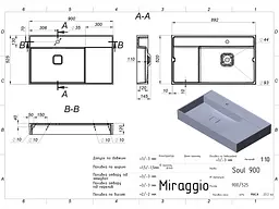Умивальник Miraggio SOUL 900 Miramarble (8813319) Miramarble, Глянцевий, Підвісний, Білий - мініатюра 2