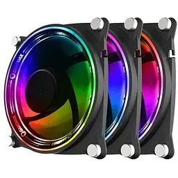 Вентилятор 120 мм GameMax RB300 чорний 3 шт. 120х120х22 мм RGB підсвічування 1200 об/хв до 24.6 дБ 4-pin/Molex/3-pin