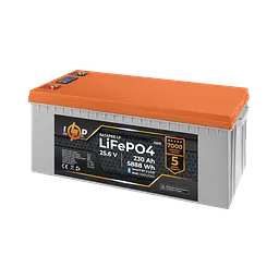 Акумулятор LP LiFePO4 25,6V - 230 Ah (5888Wh) (BMS 200A/100А) пластик LCD Smart BT - мініатюра 2